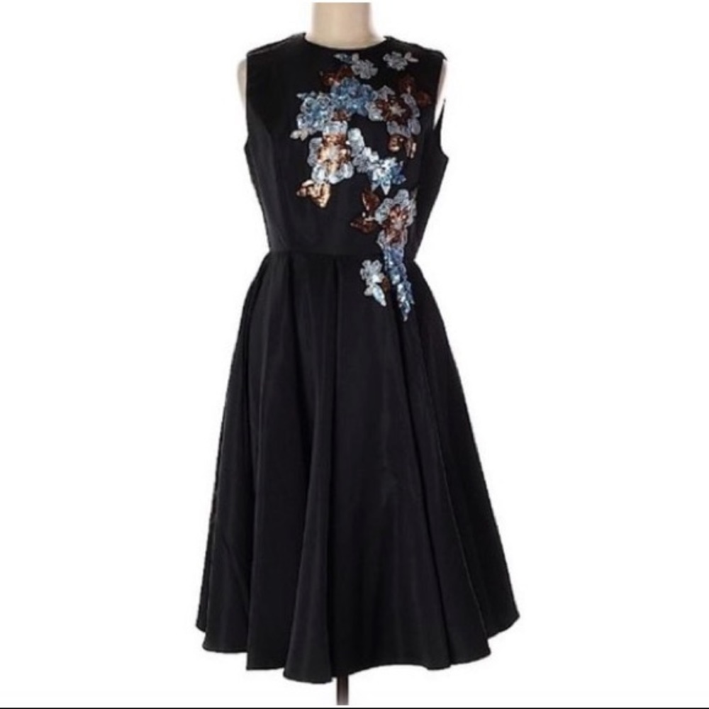 Isabel Garcia Black Floral Sequin Night Out Dress